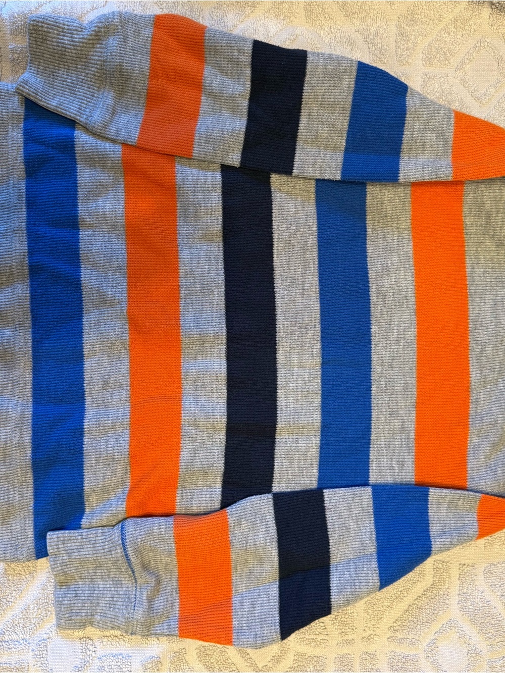 jumping beans Gray Knit Long Sleeve Tee with Blue & Orange Stripes